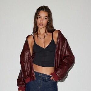 NWT Urban Outfitters Out From Under Je T'aime Mesh Cropped Cami in black